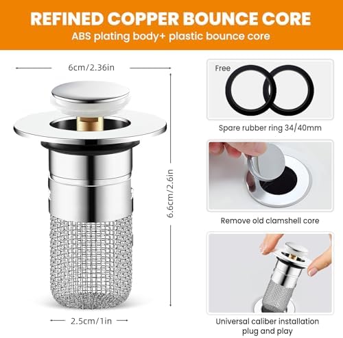 NOCRLG Universal Sink Drain Strainer with Pop-Up Mechanism