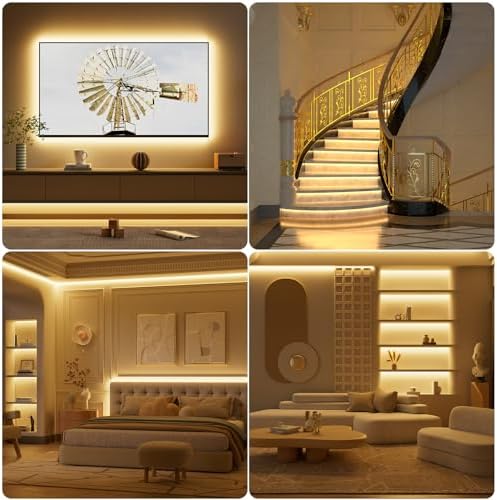 PAUTIX 2700K COB LED Strip Light 164ft Dimmable with RF Remote Timer