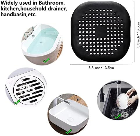 Defrko 2 Pack Shower Drain Hair Catcher Pad with Suction Cups Black