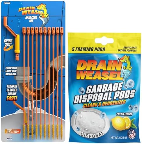 FlexiSnake Drain Weasel 10 Wands Tool with Lemon Scent Pods