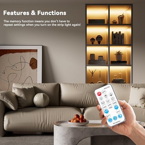 PAUTIX 2700K COB LED Strip Light 164ft Dimmable with RF Remote Timer