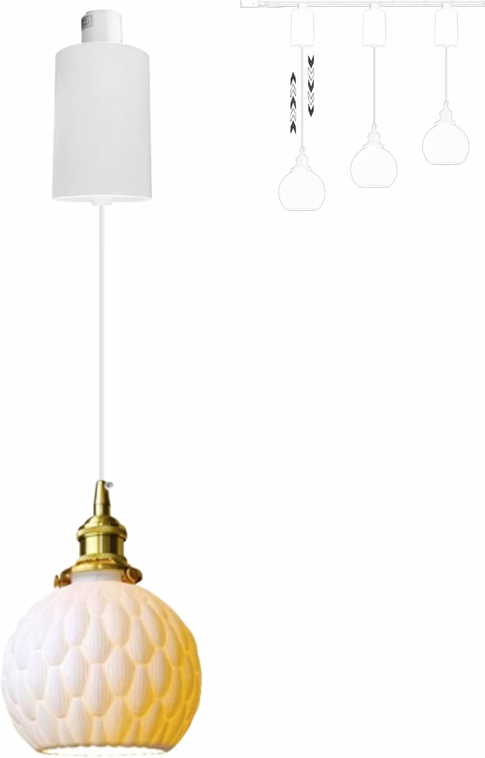 Adjustable H-Track Ceiling Light with Marble Shade