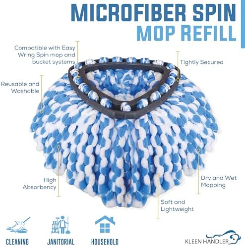 KLEEN HANDLER Microfiber Spin Mop Refill Heads 6-Pack Blue