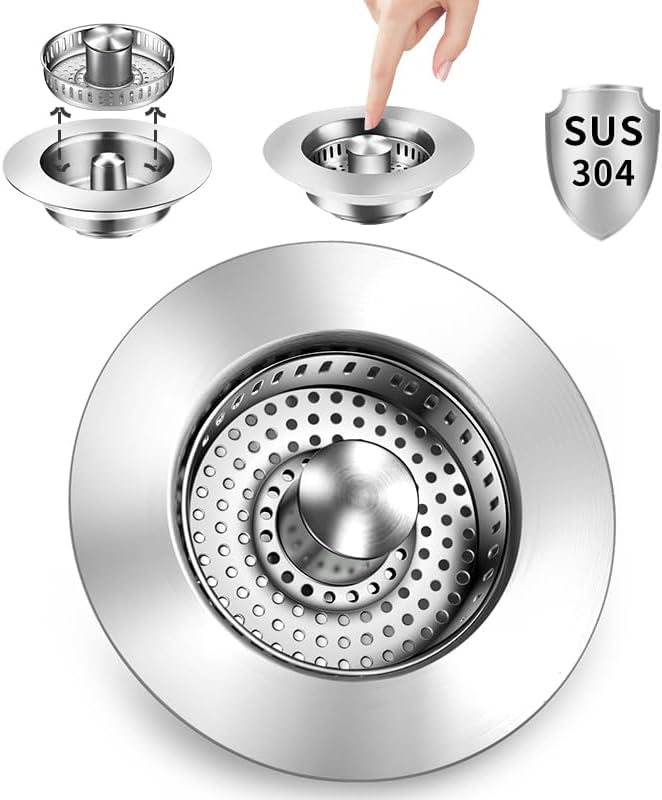 Upgraded 3 in 1 Kitchen Sink Drain Strainer