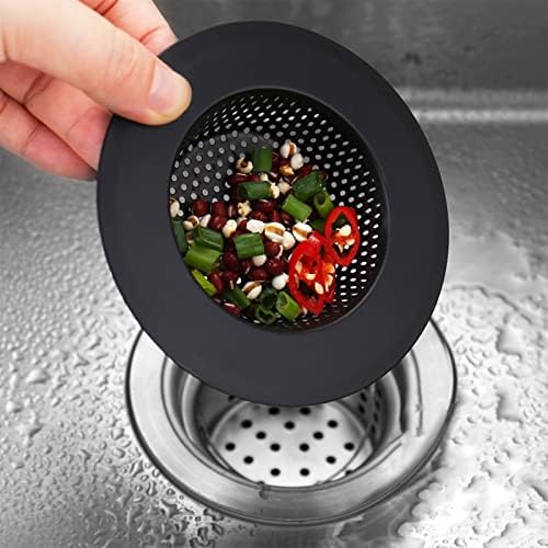 2 Pcs Black Stainless Steel Mesh Sink Drain Strainer with Large Food Catch
