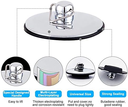 Asixx Chrome Drain Stopper with Chain for Sink and Bathtub