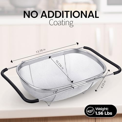 Alpine Cuisine 14x95 In Over the Sink Colander with Expandable Handle