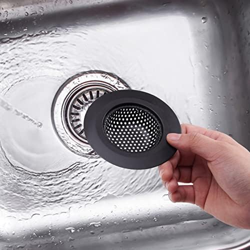 4-Pack Hair Catcher Drain Stopper Black Stainless Steel