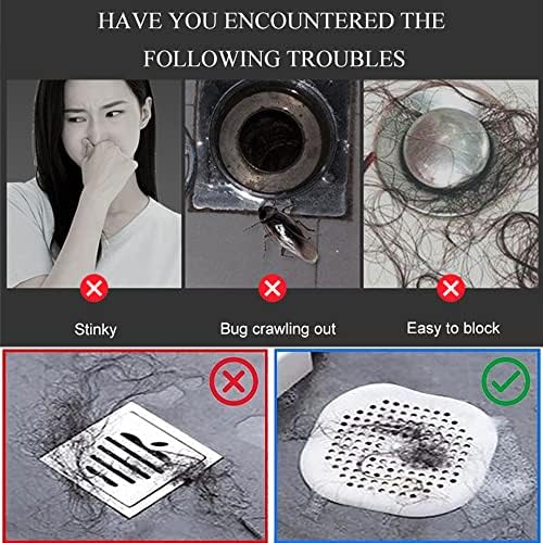Defrko 2 Pack Shower Drain Hair Catcher Pad with Suction Cups Black