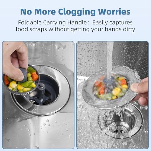 iFealClear 3-in-1 Drain Strainer Stopper Chrome Stainless Steel