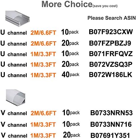 40-Pack U Shape LED Aluminum Channel with Milky Cover and Mounting Clips
