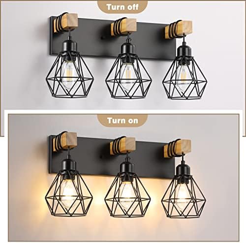 Farmhouse Vanity Light Fixtures with 3 Lights and Rustic Design