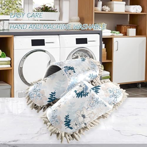 Kigai Microfiber Slippers with White Flowers Design