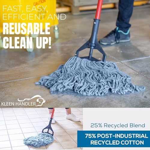 KLEEN HANDLER 3 Pack Heavy Duty Mop Heads 100 Safe Handler Gloves