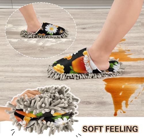 Sinestour Bee Honey Black Mop Slippers for Floor Cleaning 1