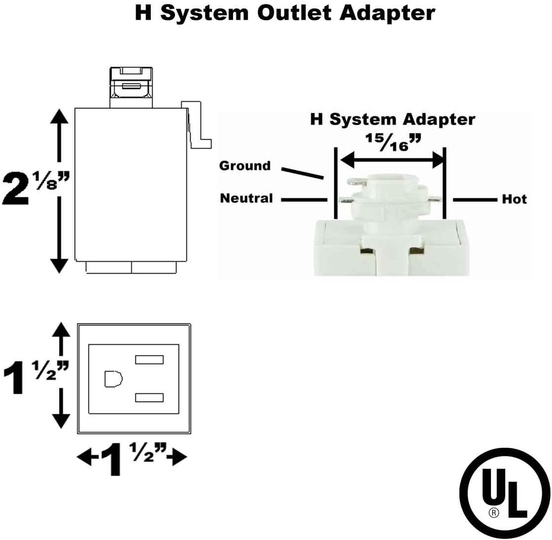 H System Track Outlet Adapter H860 White 1