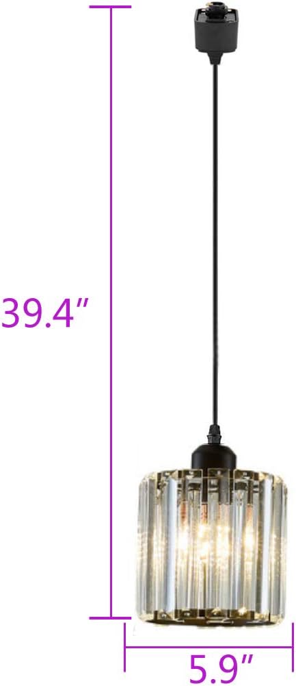 Kiven One Light Track Light with Crystal Pendant Matte Black Finish