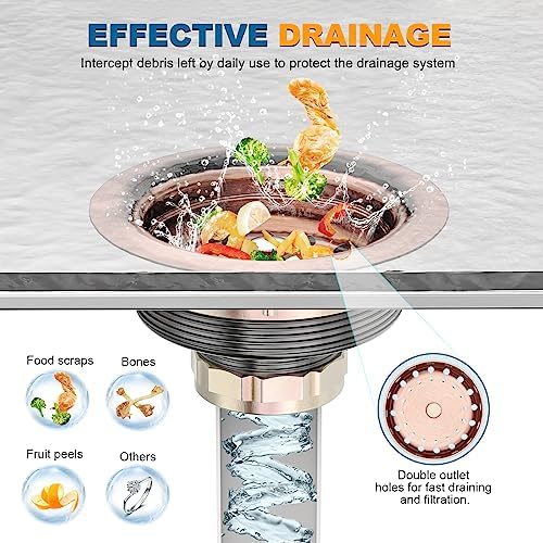 BOTEMY Stainless Steel Copper Sink Strainer Kit 35 Inch
