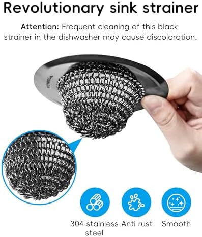 Wokdada Black Reversible Sink Strainer with 304 Stainless Steel