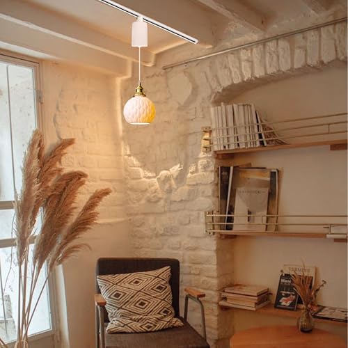 Adjustable H-Track Ceiling Light with Marble Shade