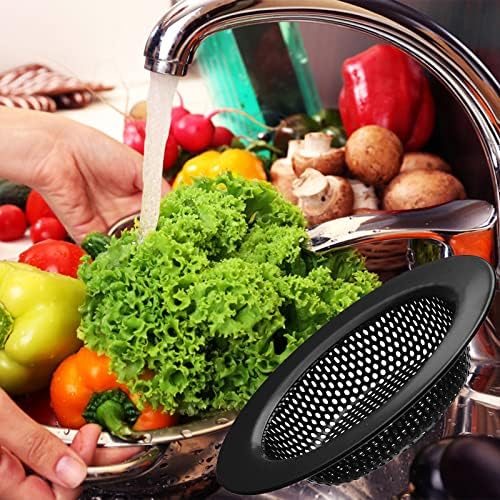 2 Pcs Black Stainless Steel Mesh Sink Drain Strainer with Large Food Catch