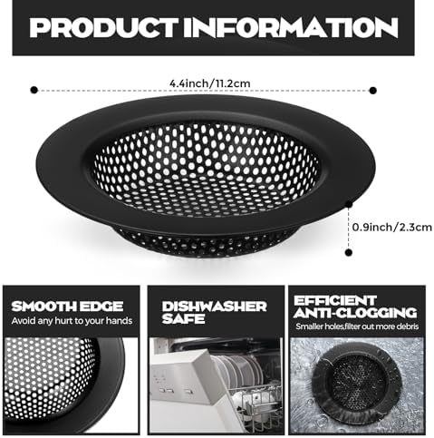 Retisee 2 Pcs Stainless Steel Sink Strainer Matte Black