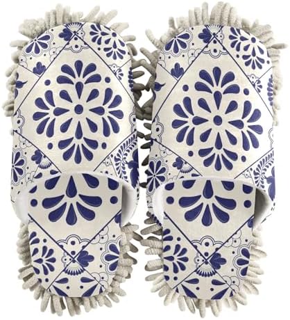 Sinestour Mop Slippers with Talavera Pattern for Floor Cleaning