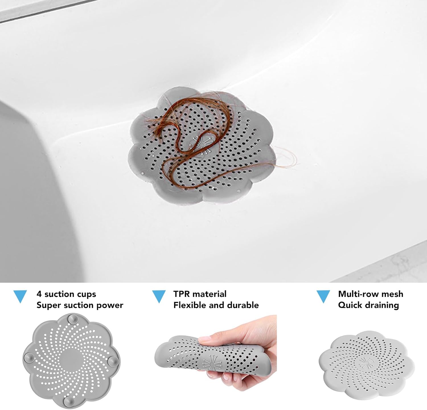 SOBERNA Drain Hair Catcher 2 Packs Gray White
