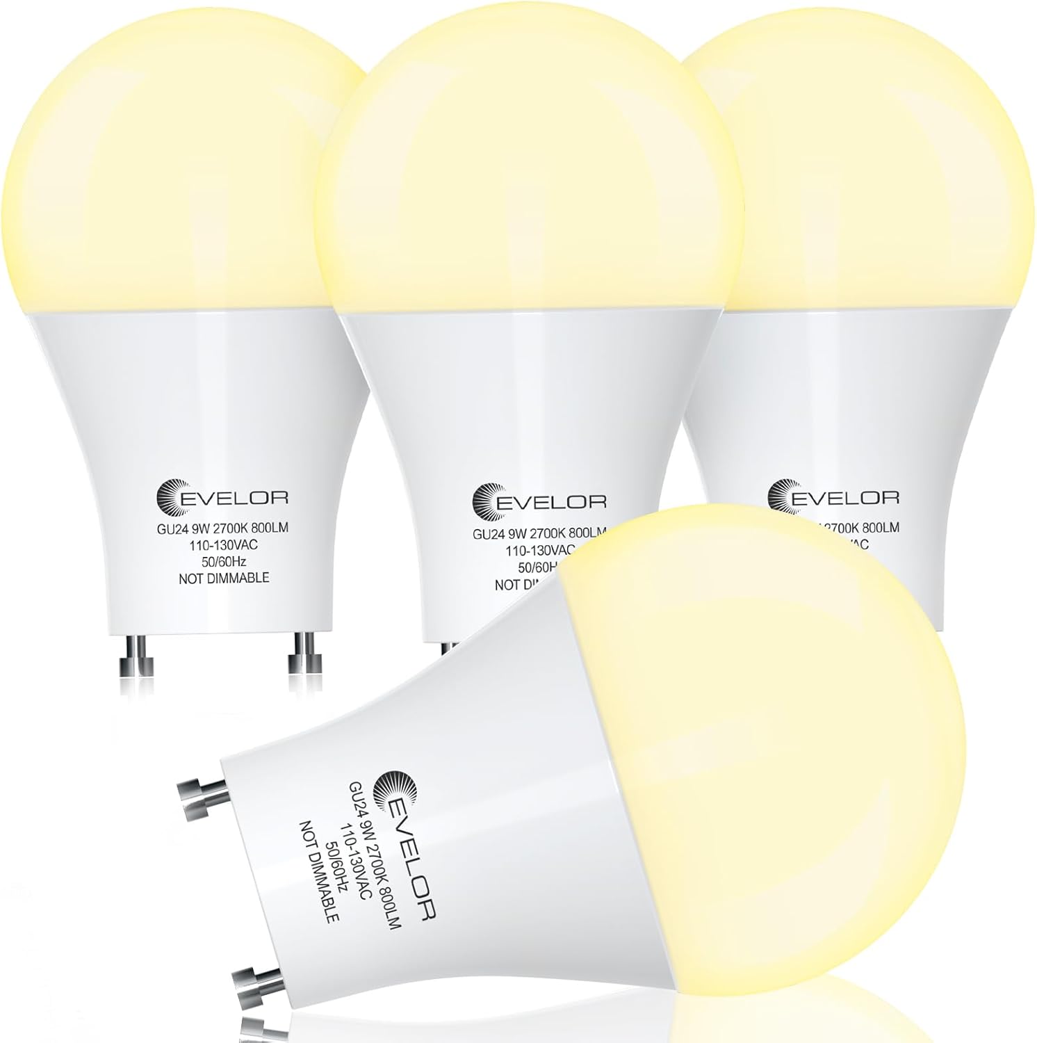 Evelor GU24 LED Light Bulb 4-Pack 2700K Soft White 1