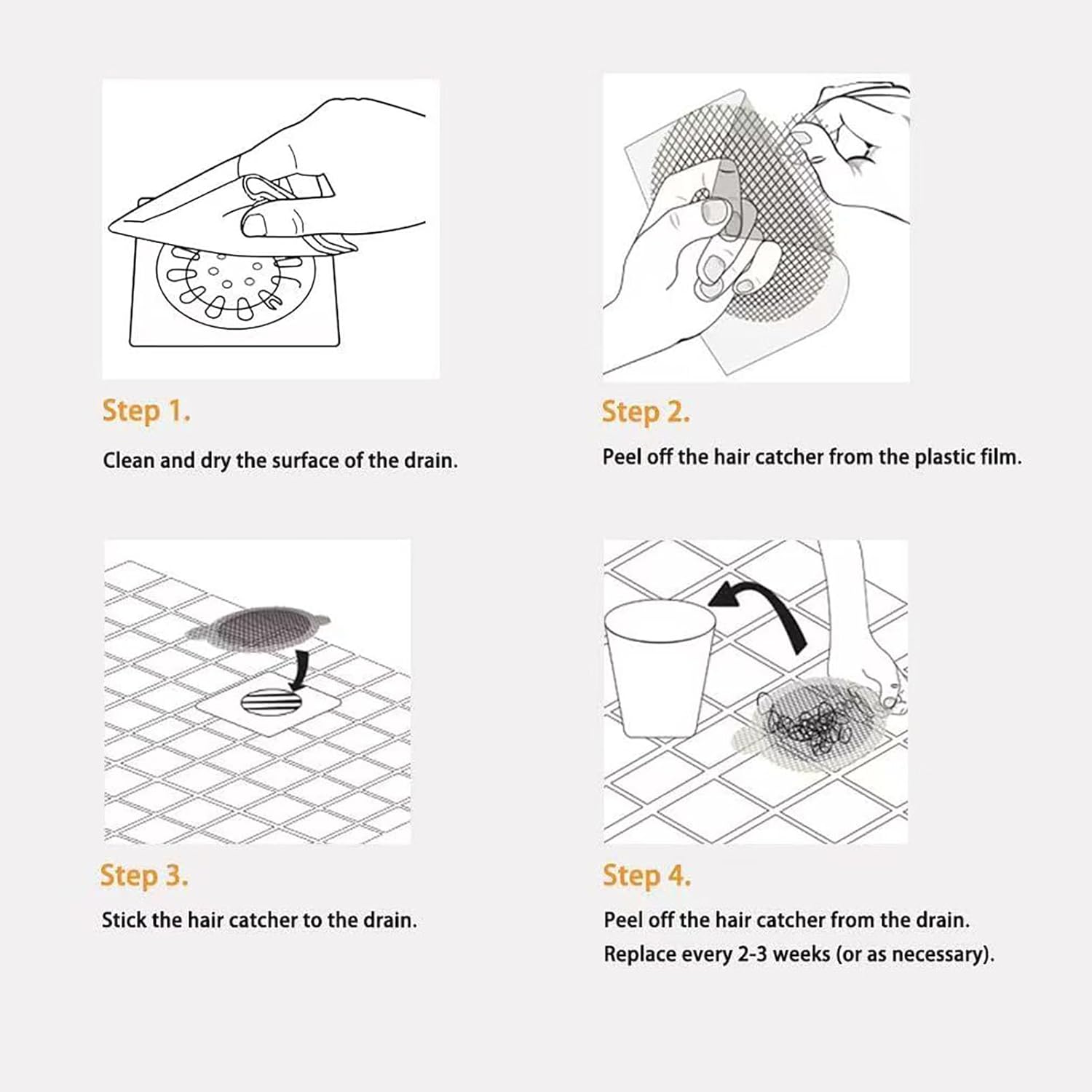 30 PCS Drain Hair Catcher Stickers for Bathroom Kitchen