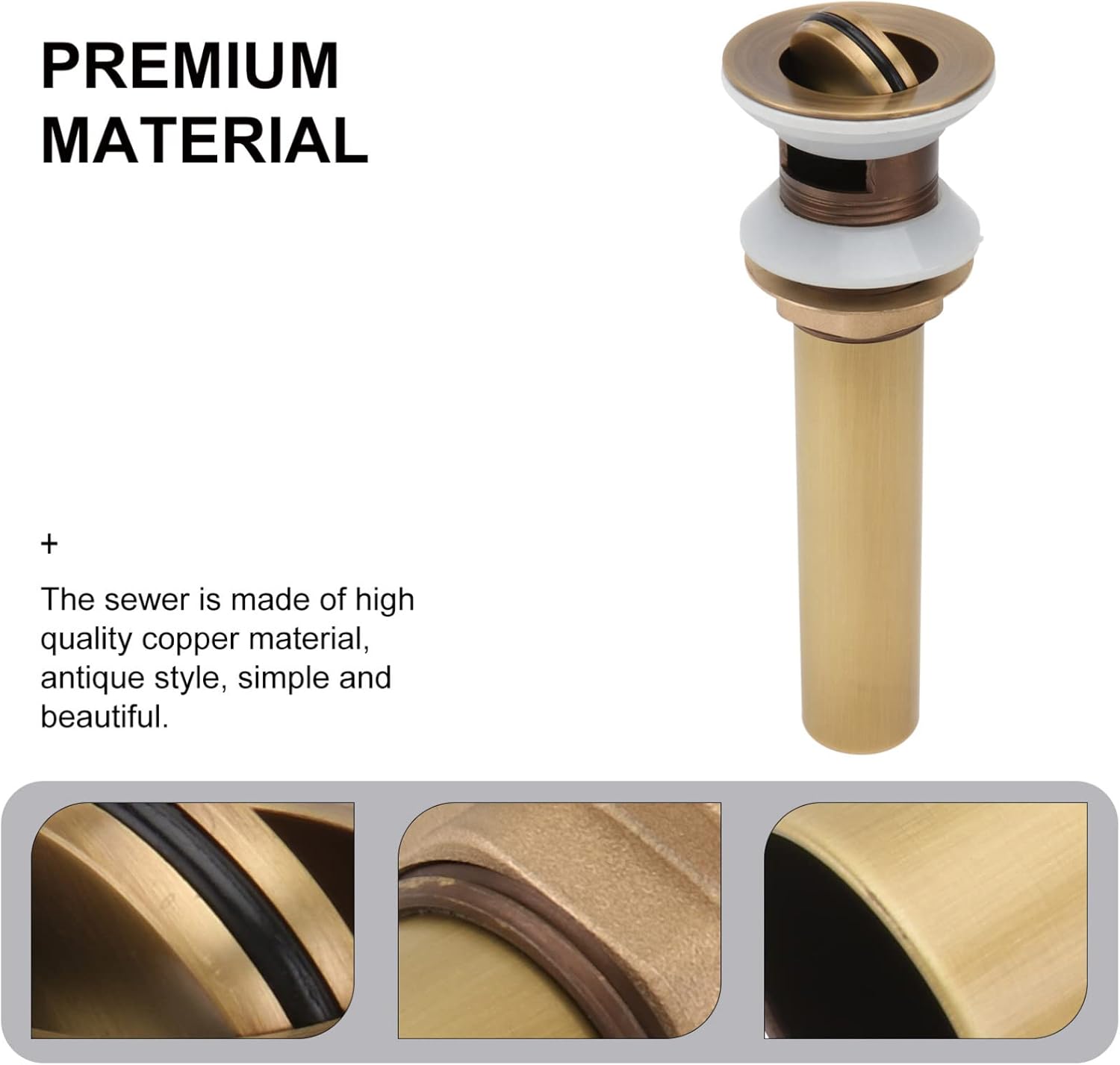 Artibetter Copper Sink Drain Strainer with Overflow Prevention 1