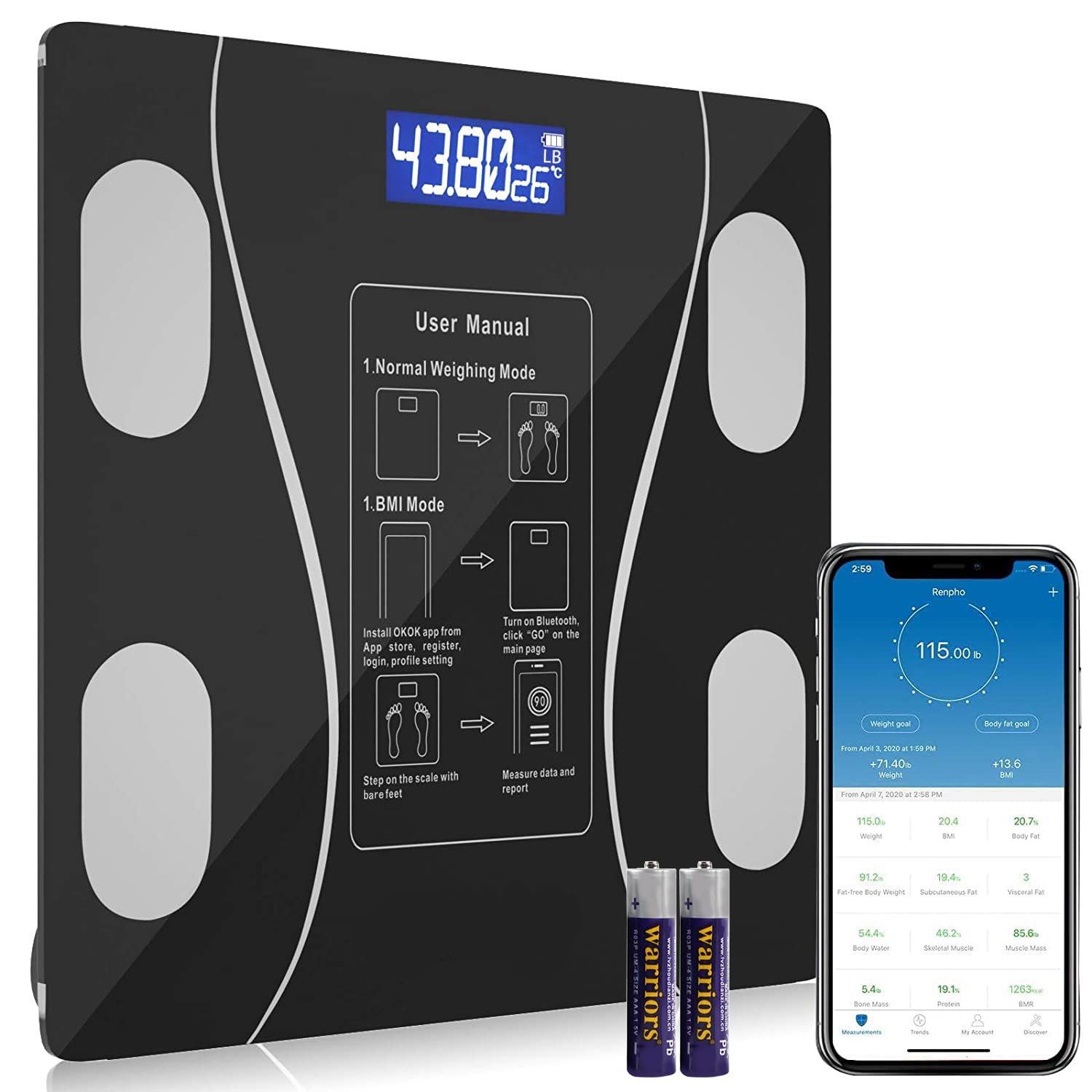 E-SHIDAI Smart Scale with Body Composition Analysis and Bluetooth Sync