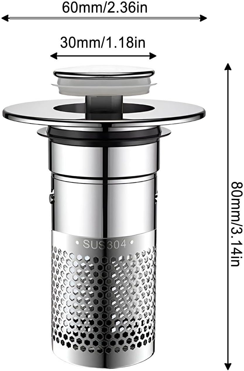 Stainless Steel Sink Hair Catcher with Pop Up Mechanism