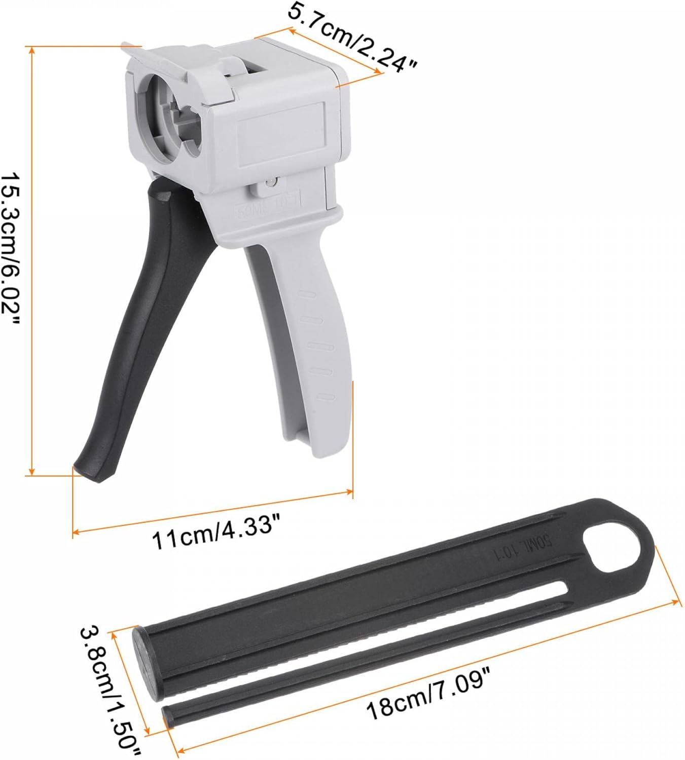 Uxcell 50ml AB Epoxy Resin Mixing Dispenser Gun with 101 Ratio