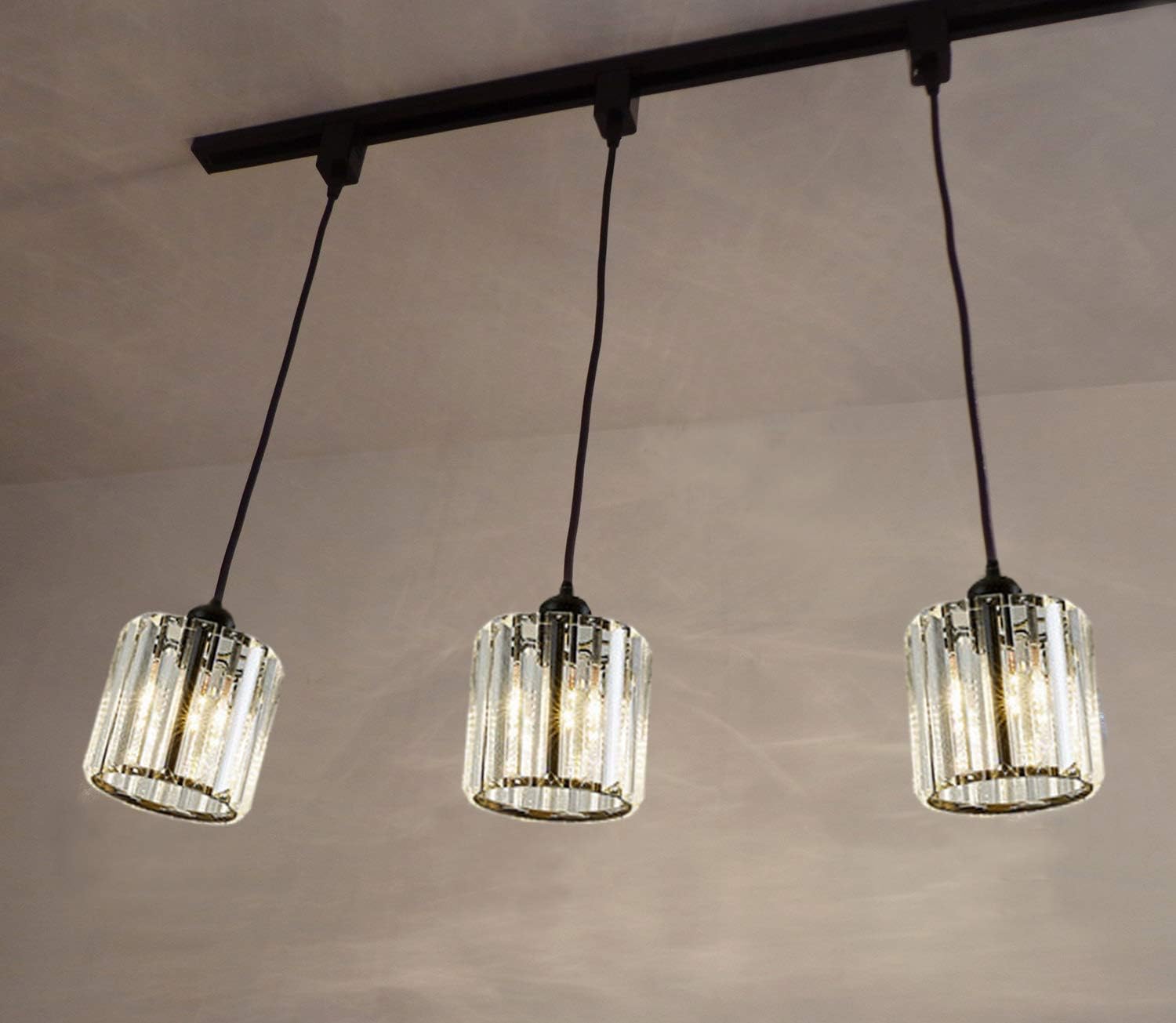 Kiven One Light Track Light with Crystal Pendant Matte Black Finish