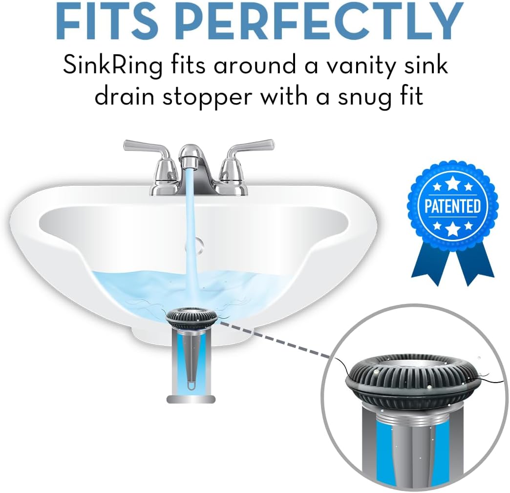 SinkRing Hair Catcher Drain Protector for Sinks Charcoal Gray 1