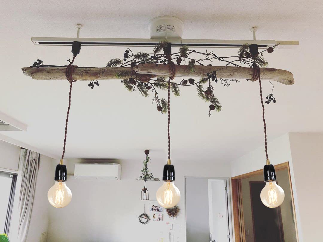 KAYYELAMP Black E26 Ceramic Base Pendant Light Fixture Set of Three