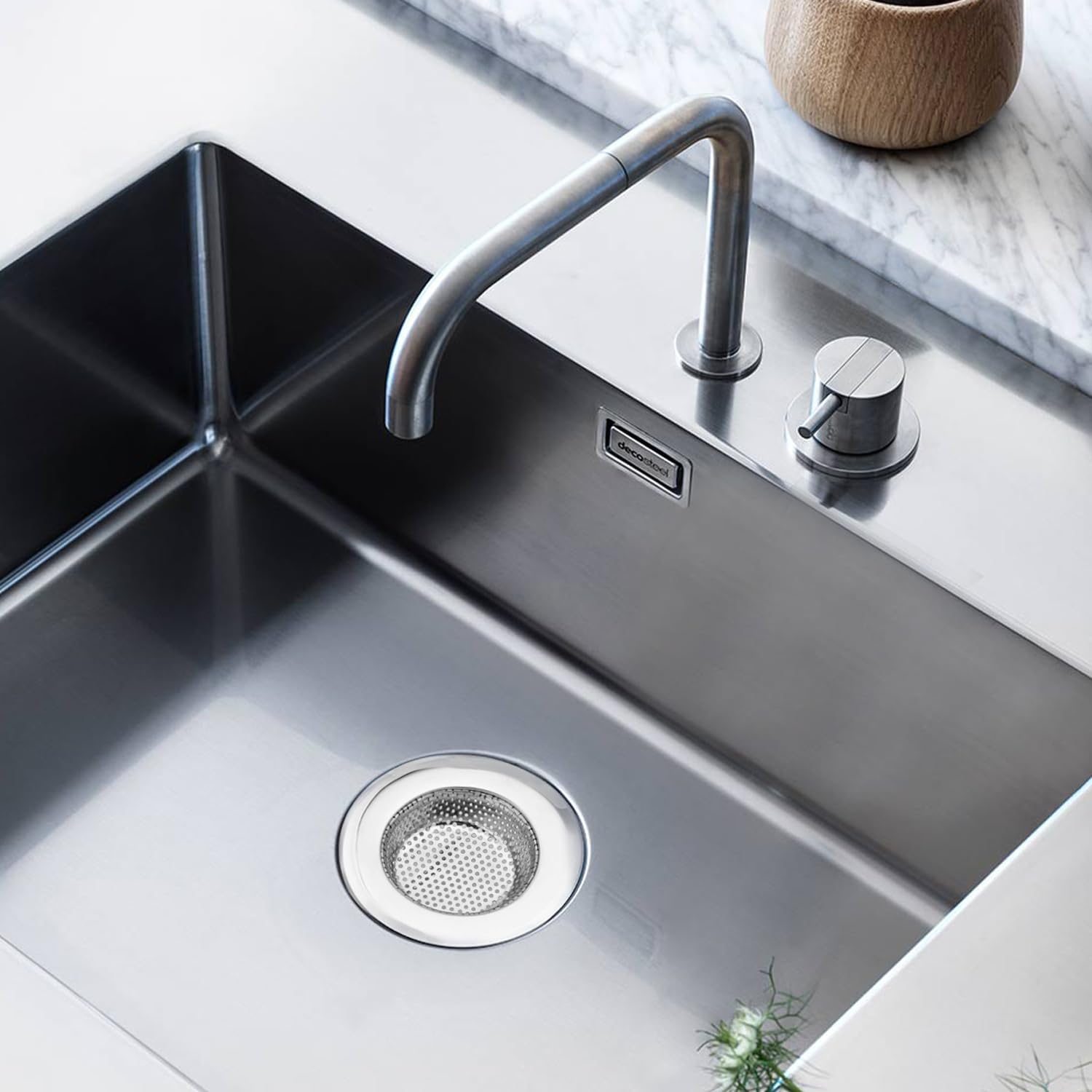 2 Pack Stainless Steel Kitchen Sink Strainer with Large Wide Rim 45 Inch