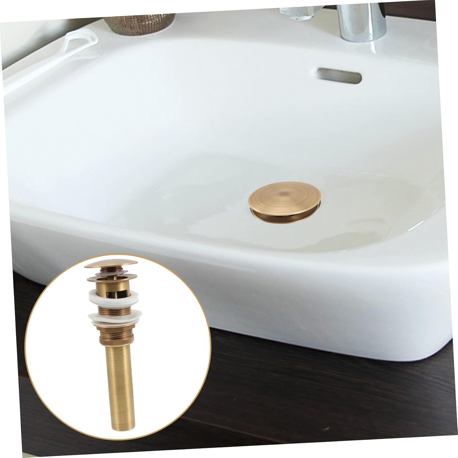 Housoutil Copper Sink Drain Stopper Pop-up Strainer