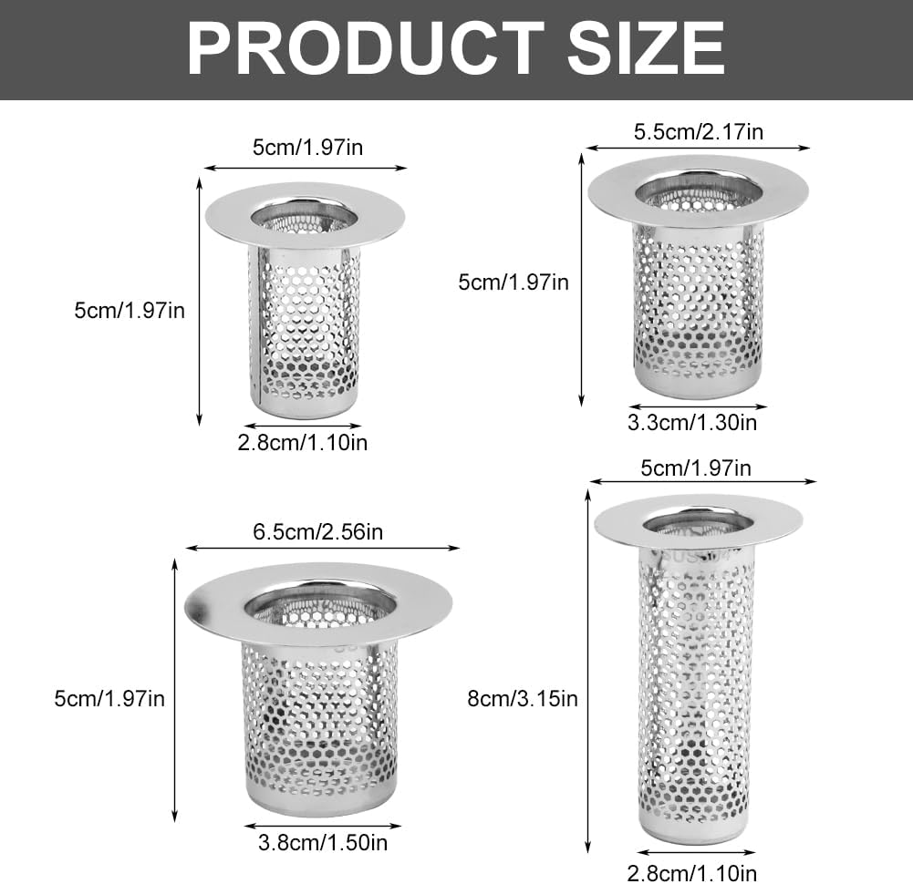 Tookie 4 Pack Stainless Steel Hair Catcher Drain Strainer