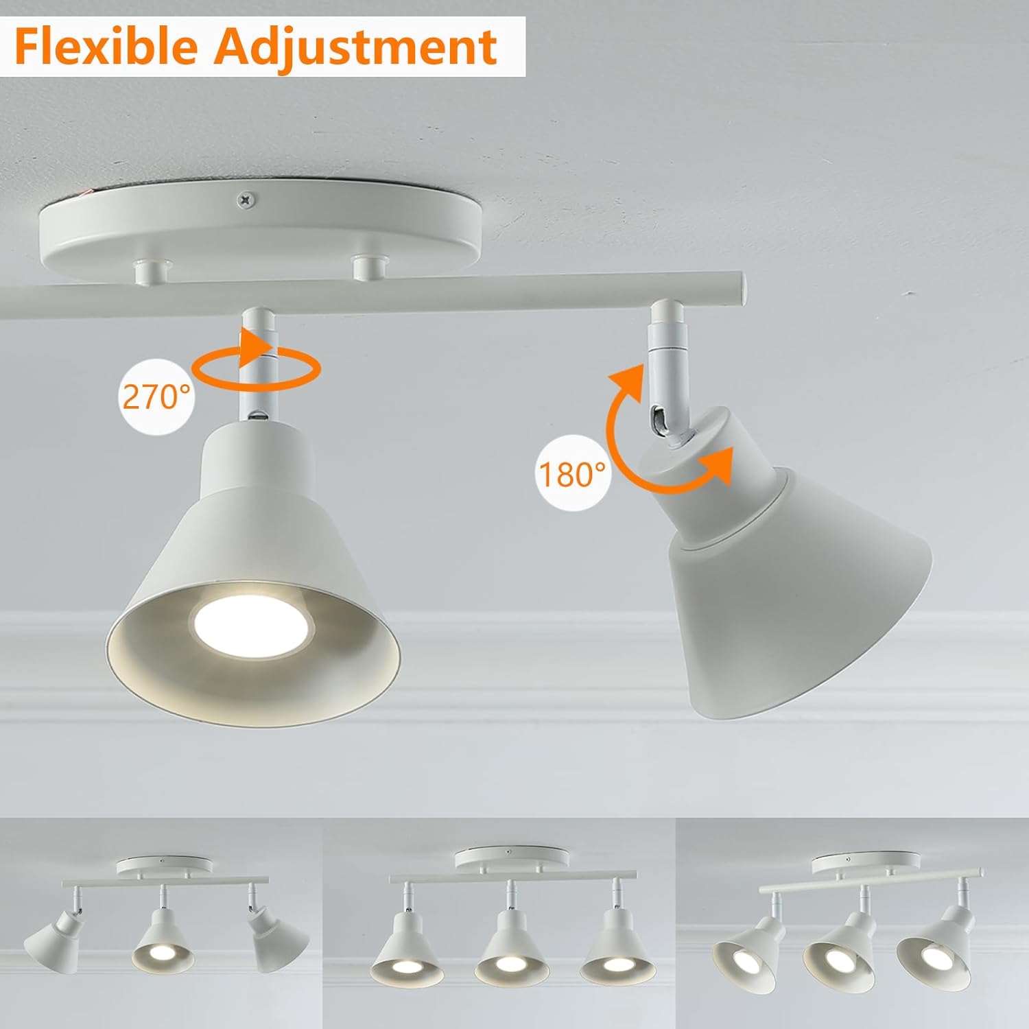 Vivihobb White Track Light with Flexibly Rotatable Head