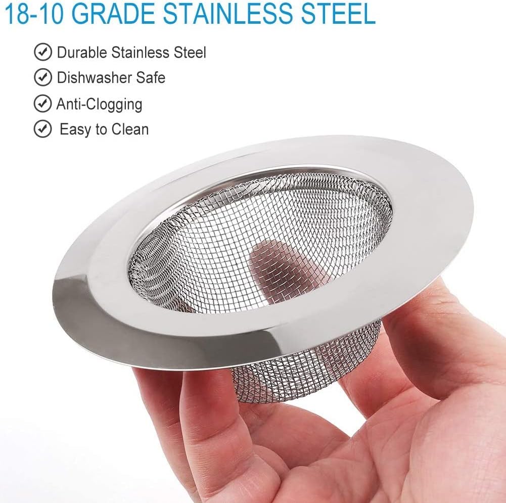 2 Pcs Stainless Steel Kitchen Sink Strainer 45 Inch Wide Rim