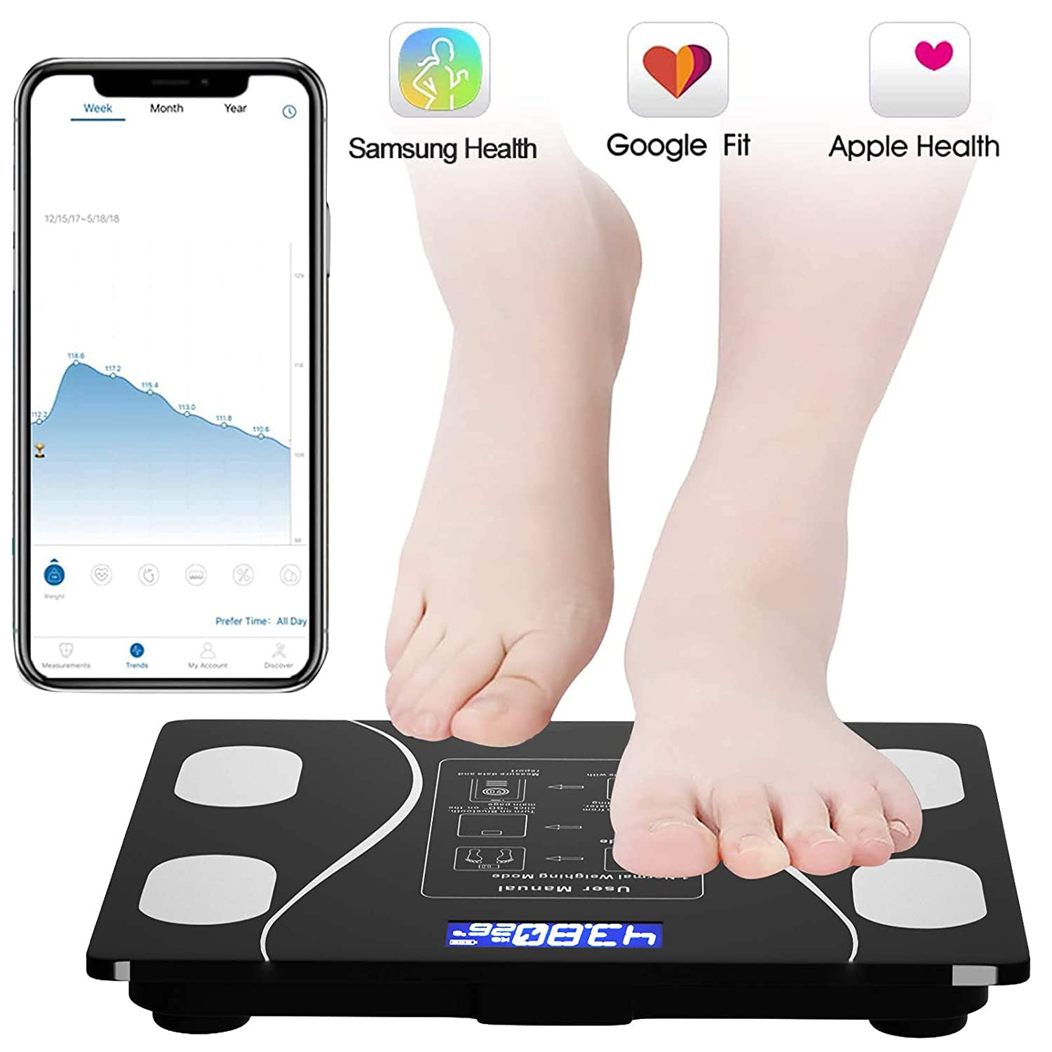 E-SHIDAI Smart Scale with Body Composition Analysis and Bluetooth Sync