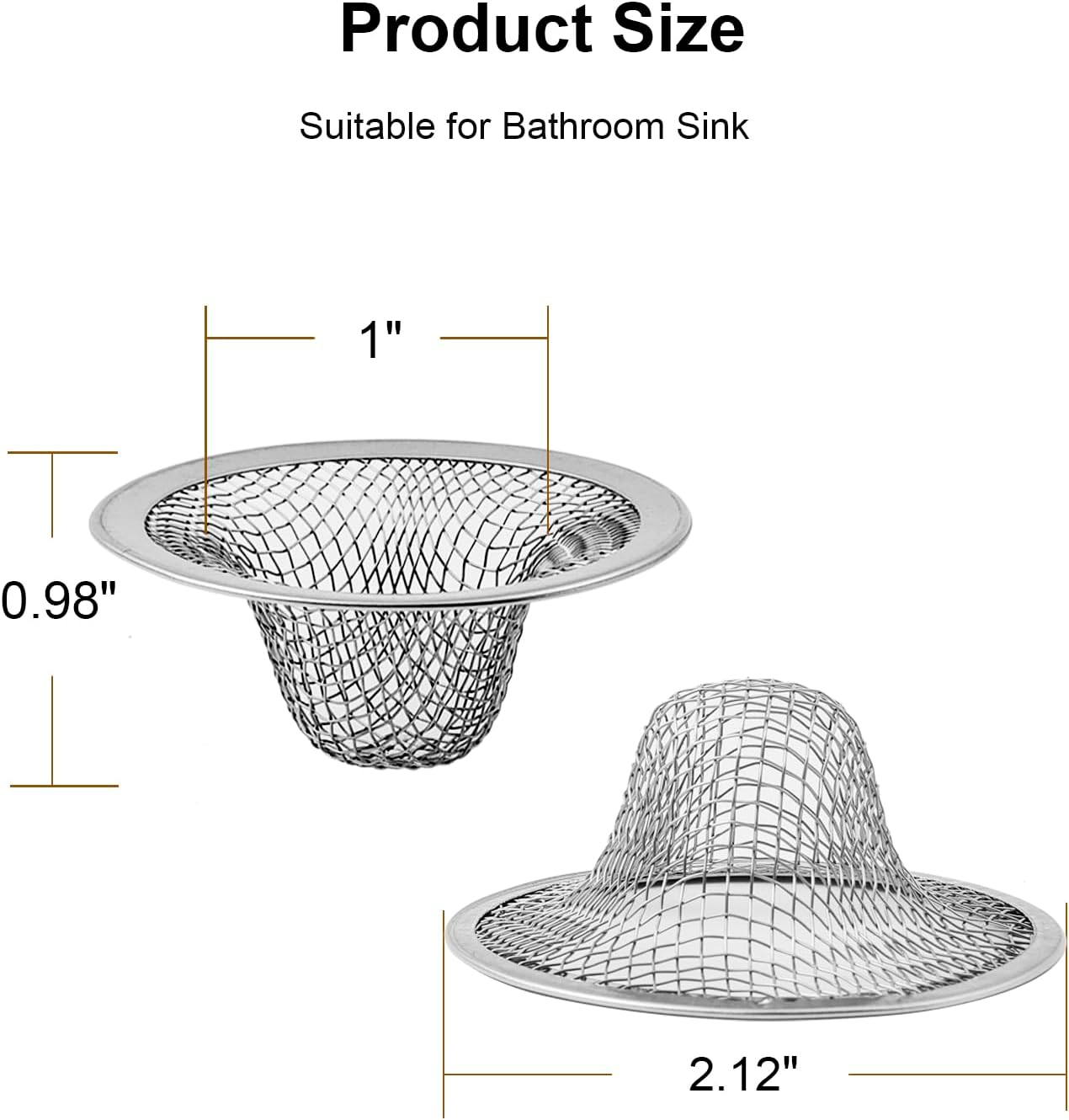 6-Pack Bathroom Sink Drain Strainer - Hair Catcher Prevents Clogs