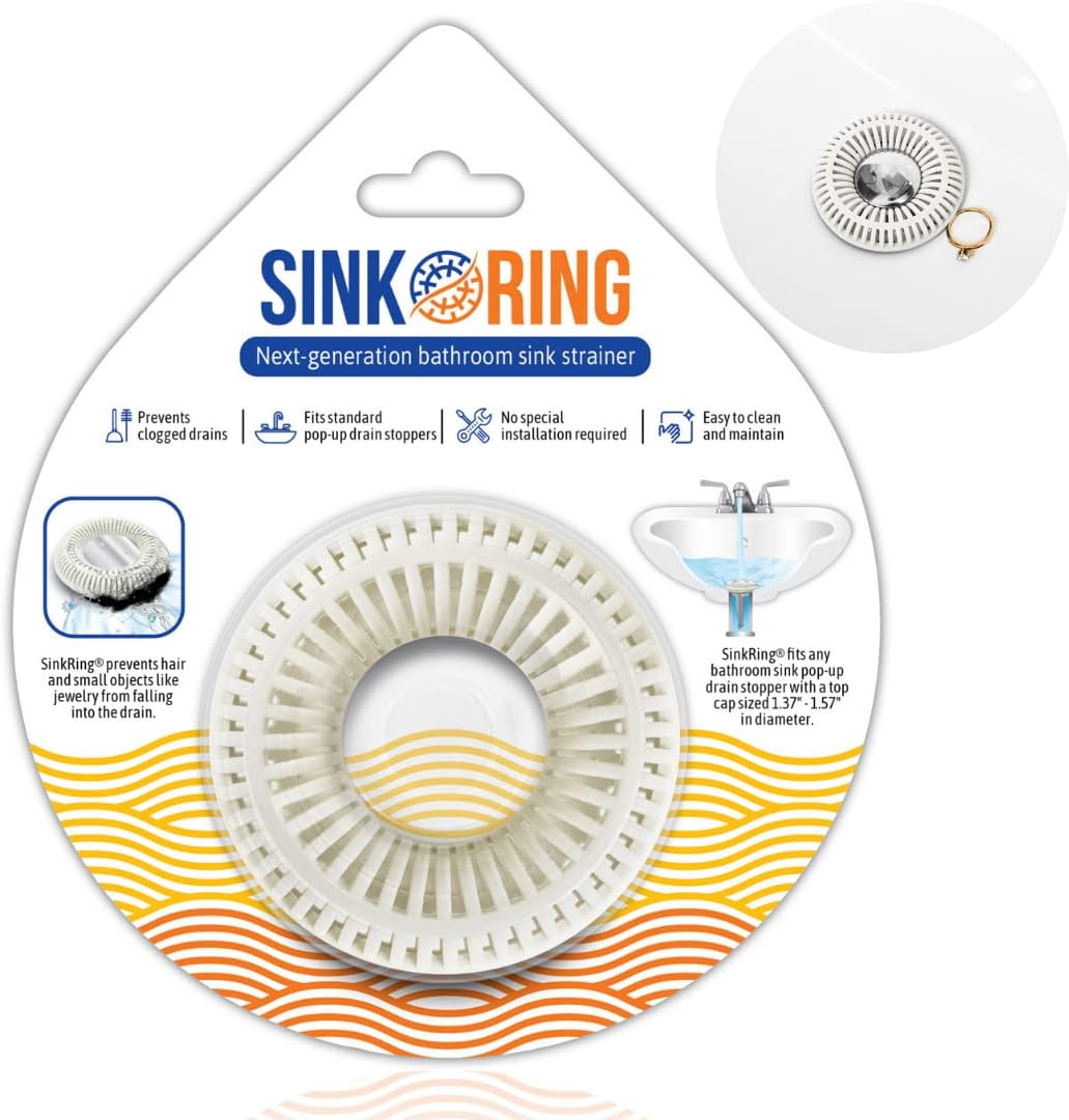 SinkRing Universal Drain Protector Hair Catcher Strainer White