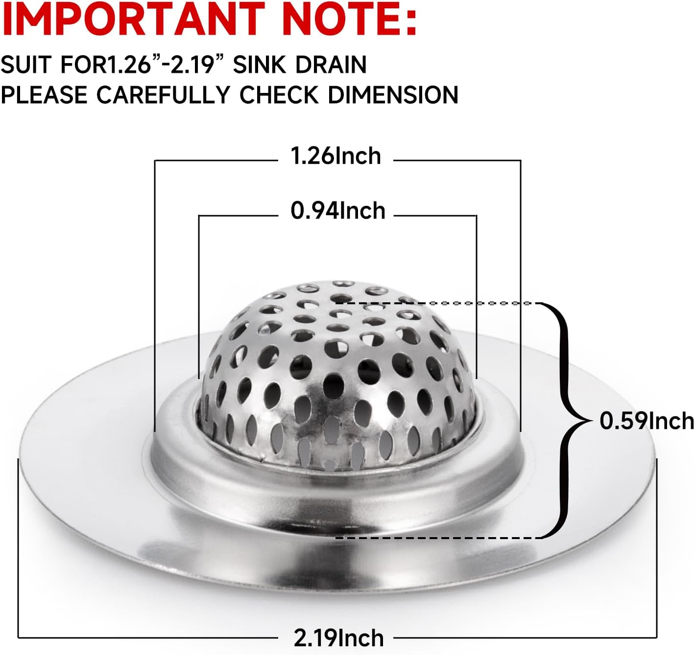 2PCS Bathroom Sink Drain Strainer Cover with Hair Catcher