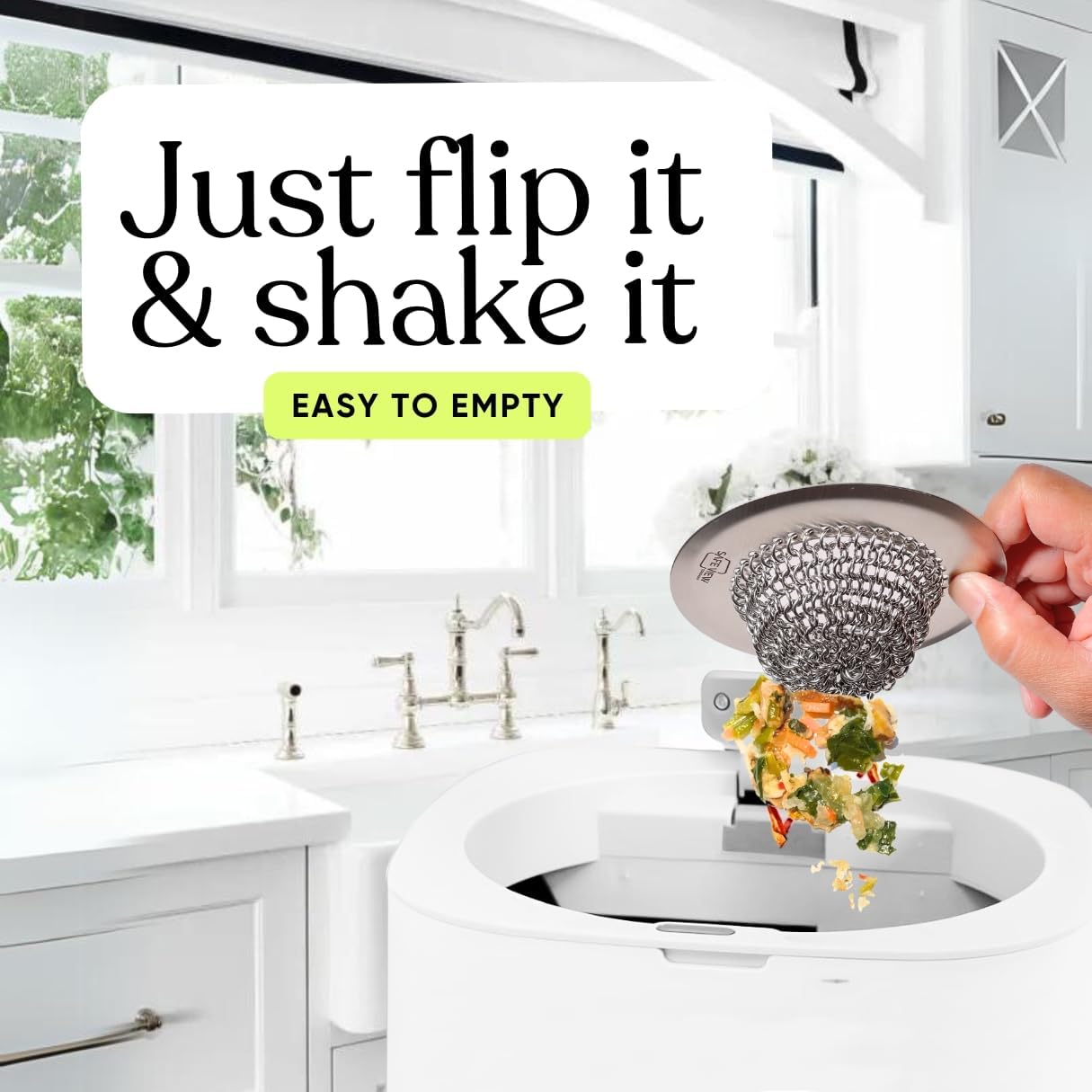 Sir Drainalot Kitchen Sink Drain Strainer - Reversible Chain Non-Clogging Stainless Steel