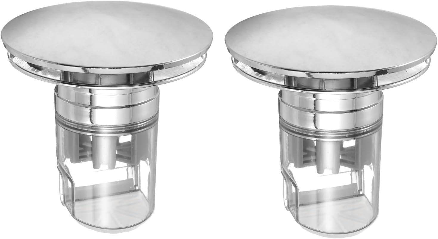 Uxcell 2 Pcs Pull-Up Sink Stopper with Seal Ring Silver