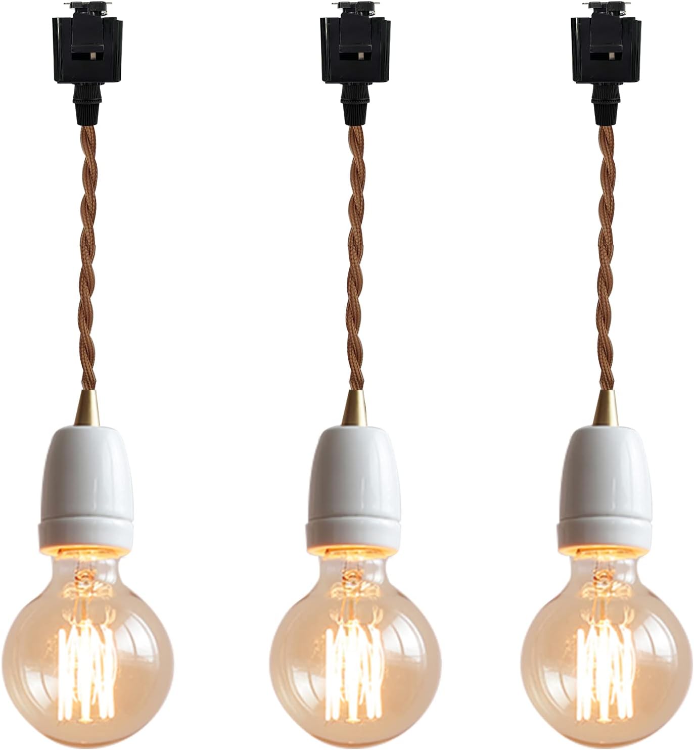 KAYYELAMP White Ceramic Track Pendant Light Set of Three