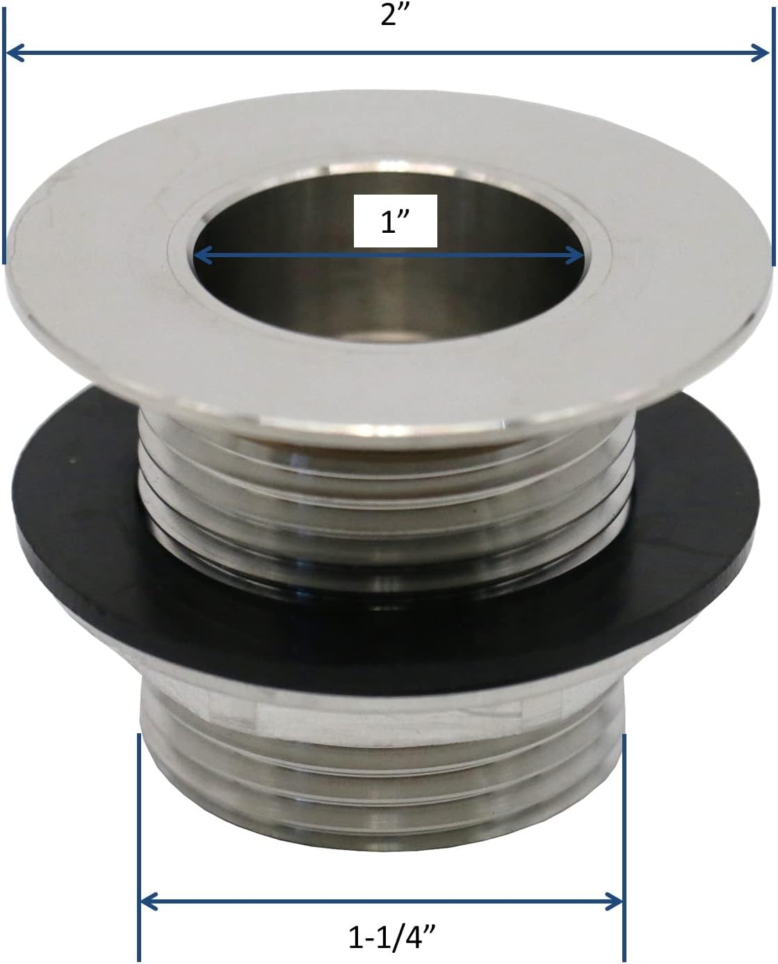 Stainless Steel Bar Sink Drain 1 NPS Thread for 1-38 Opening